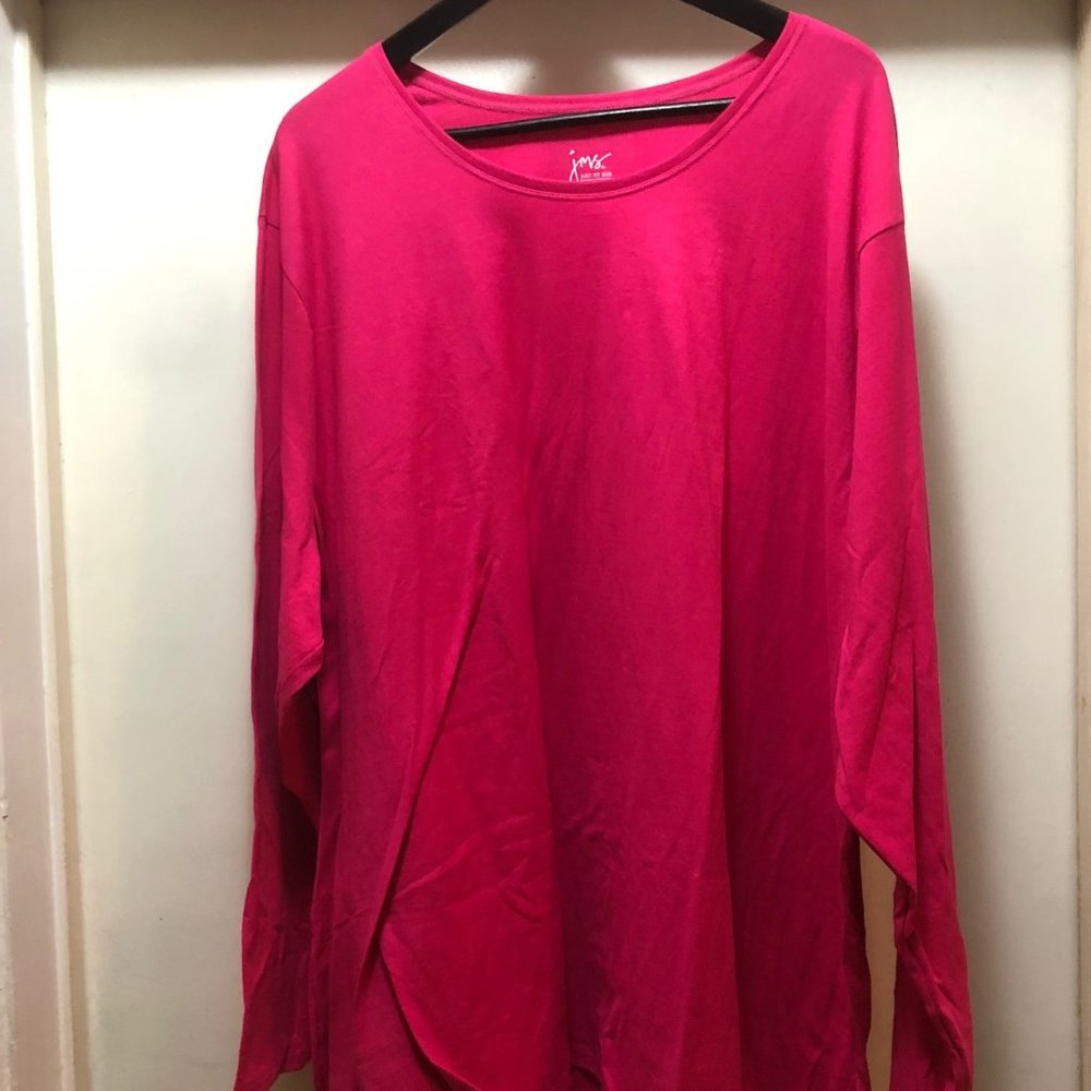 Just My Size Women's Plus Size Long Sleeve Tee, Sizzling Pink, 5X
